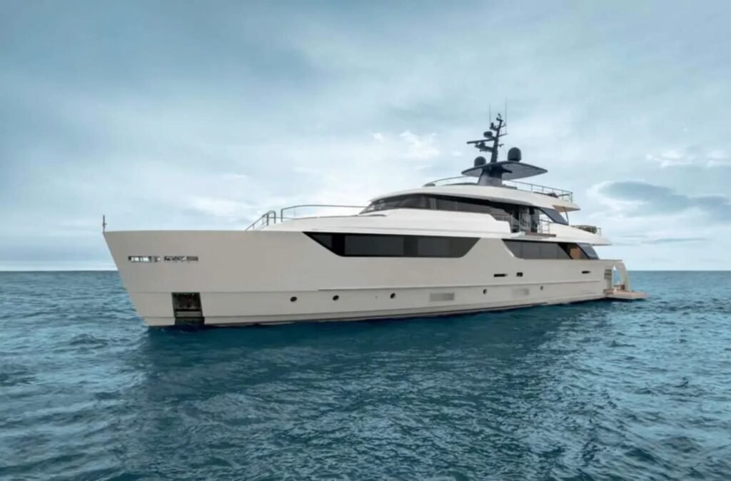 Side-angle view of the 118' Sanlorenzo in france yacht highlighting its elegant profile.
