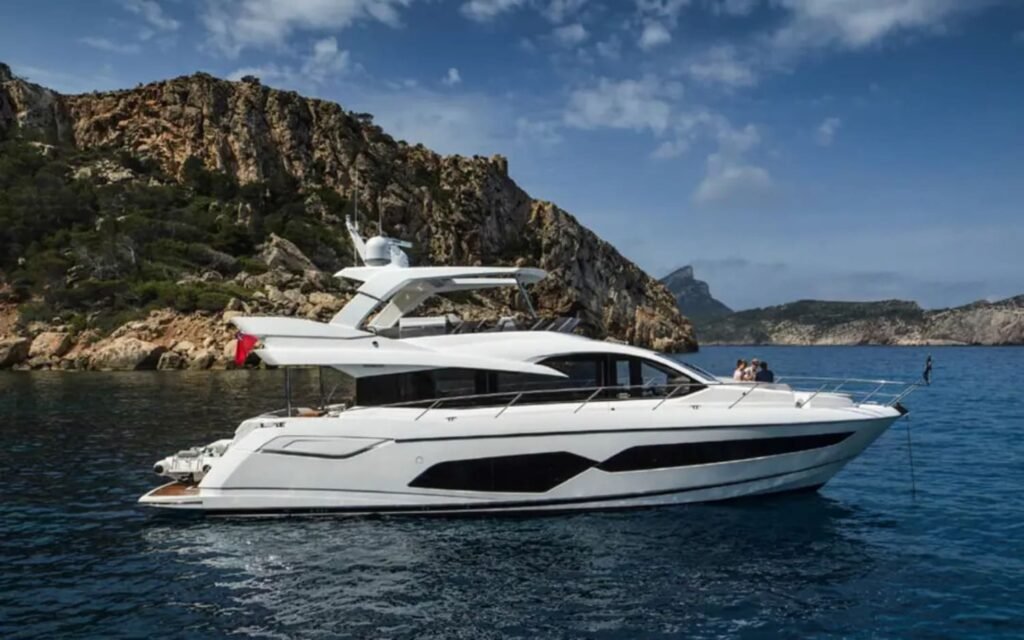 Front view of the 66' Sunseeker yacht available for charter