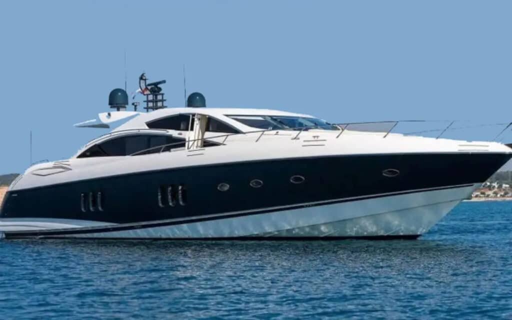 Exterior view of the 82' Sunseeker luxury yacht available for charter.