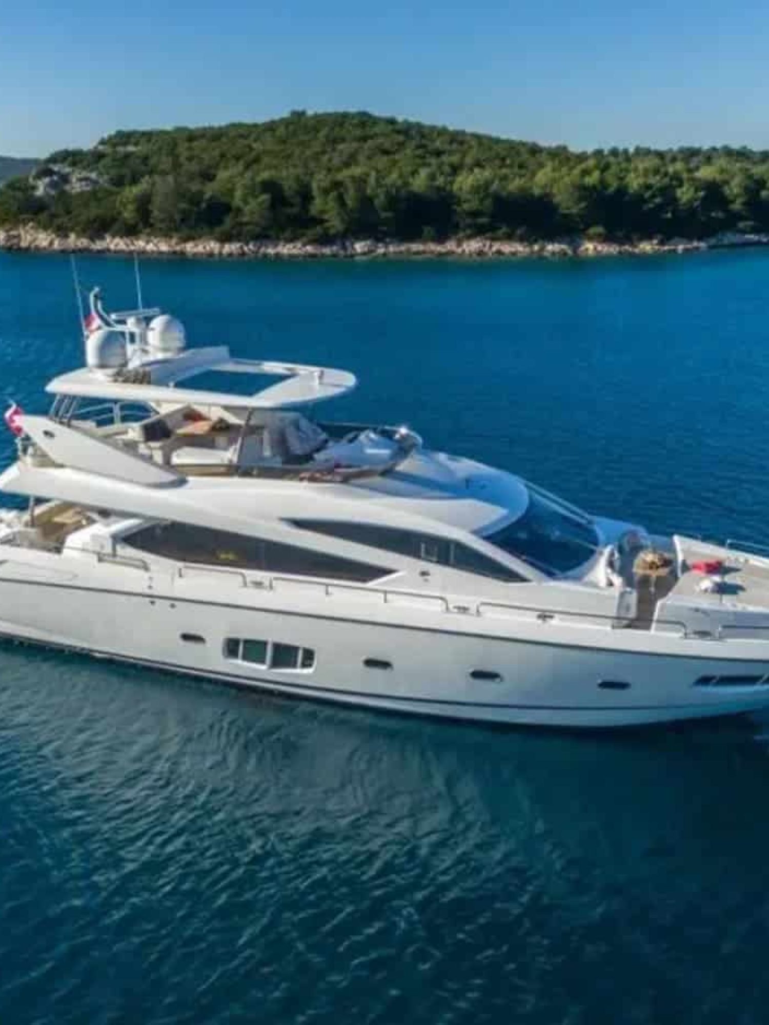 Elegant 80' Sunseeker yacht available for charter, showcasing its stunning design.