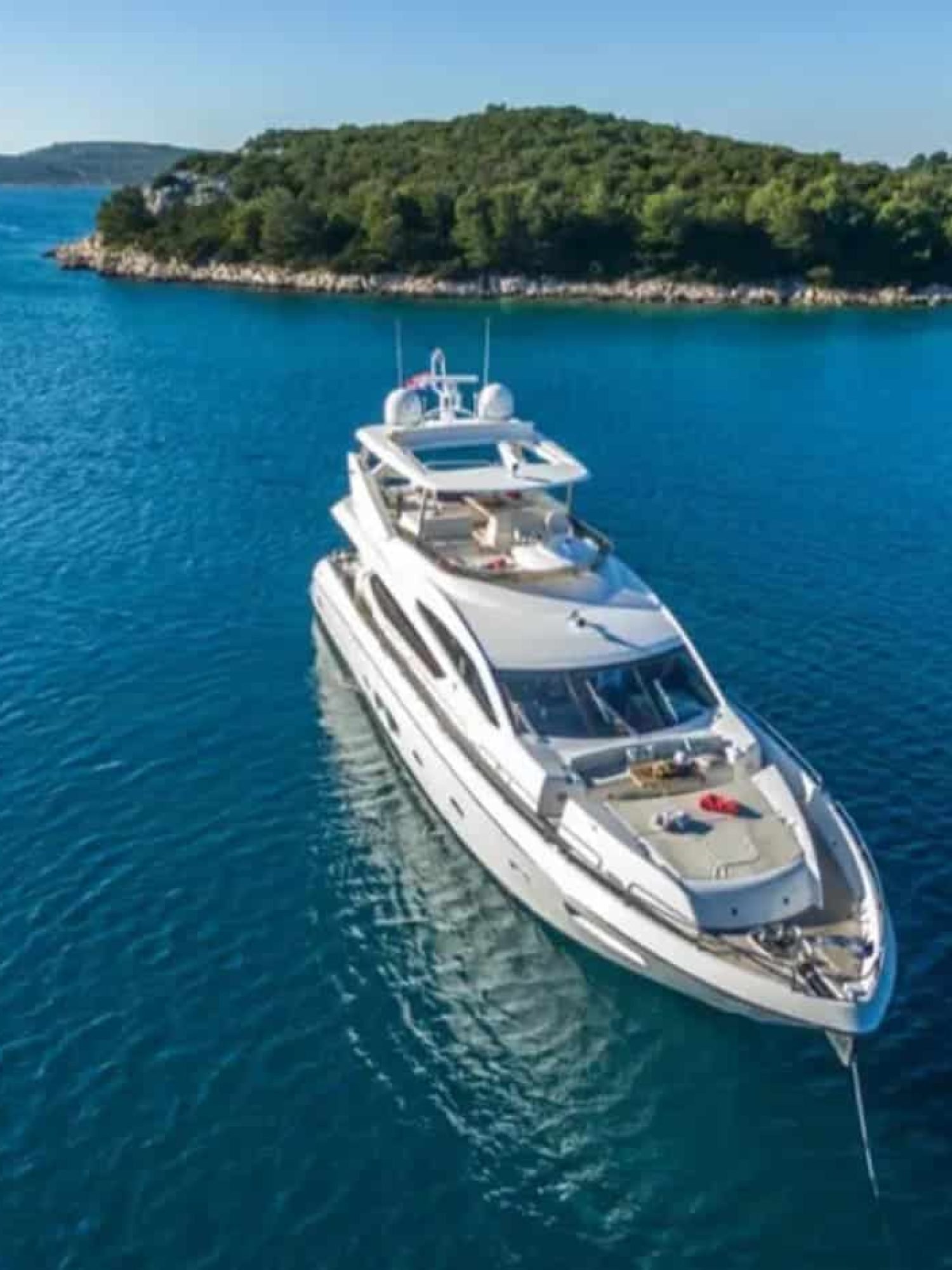 A different angle of the 80' Sunseeker yacht, highlighting its sleek exterior.