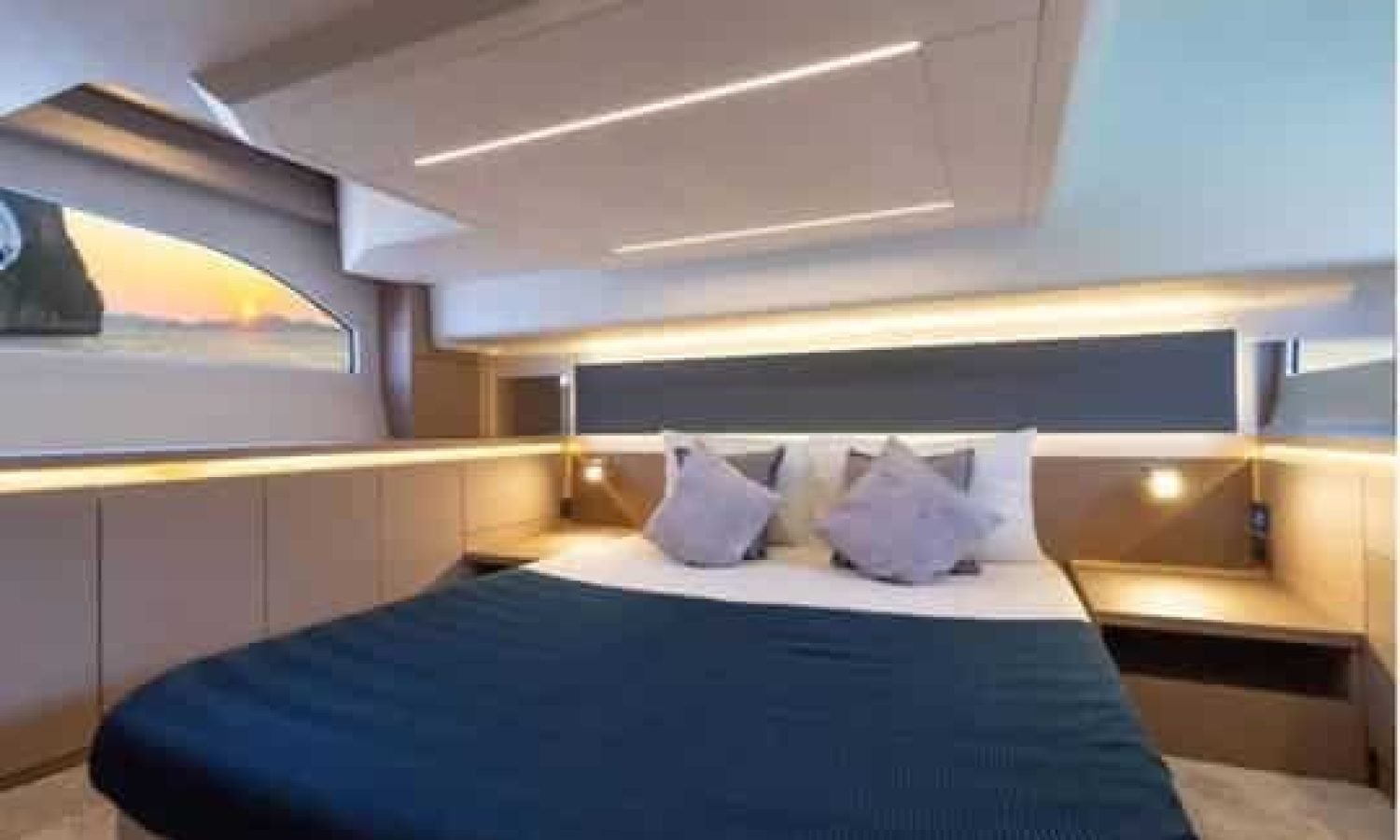 Croatia 15 Cozy and stylish bedroom inside the 42' Prestige yacht, featuring premium bedding and modern design.