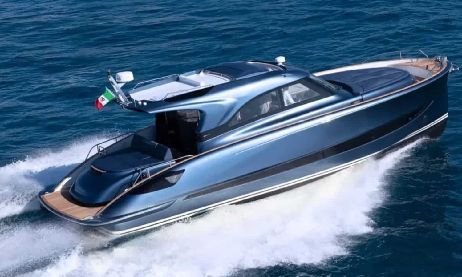 South of france 7 Front view of the 48' Solaris yacht, showcasing its sleek and modern design.