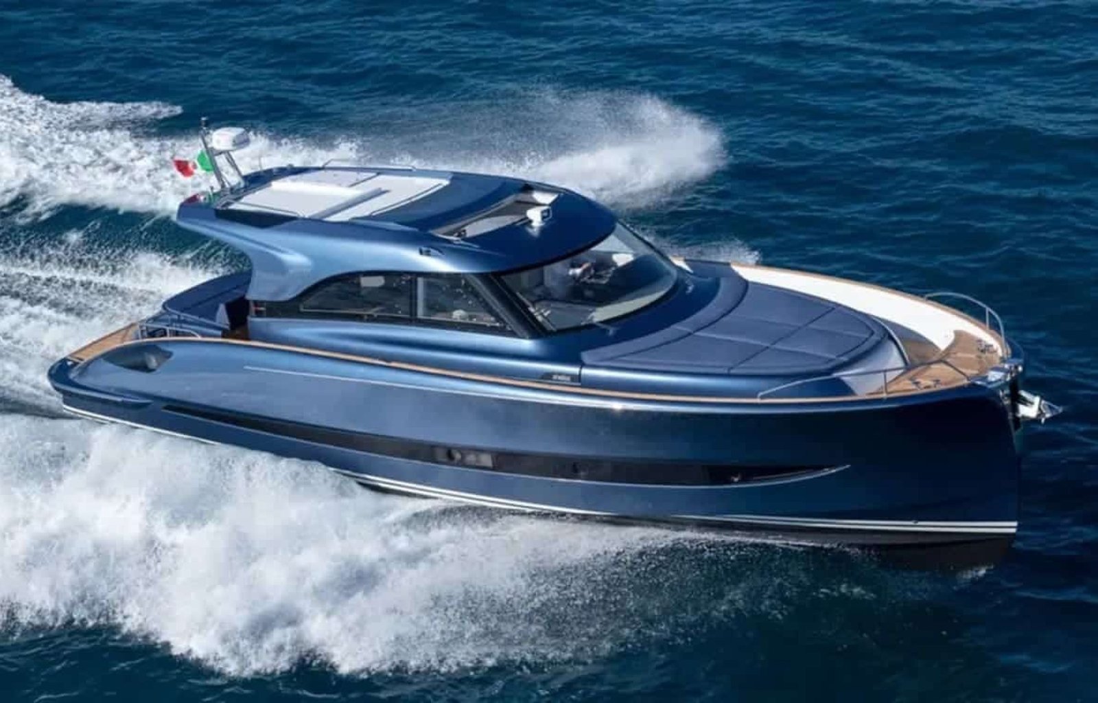 Side profile of the yacht highlighting its elegant silhouette and sleek design.