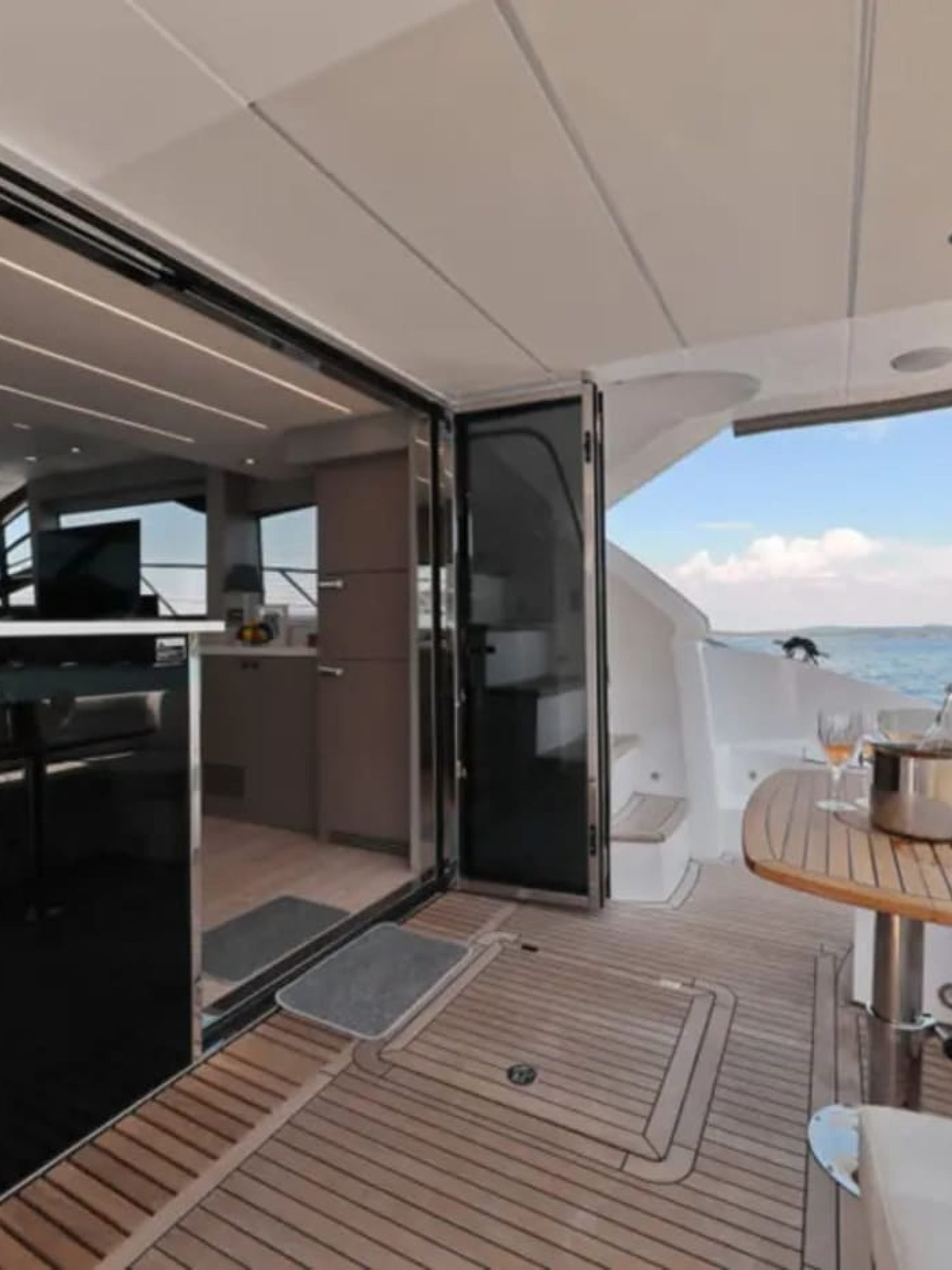 Luxurious exterior seating area on the yacht’s deck