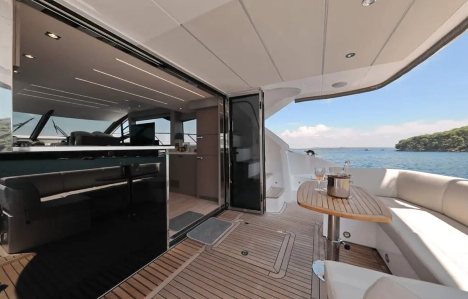 Luxurious exterior seating area on the yacht’s deck