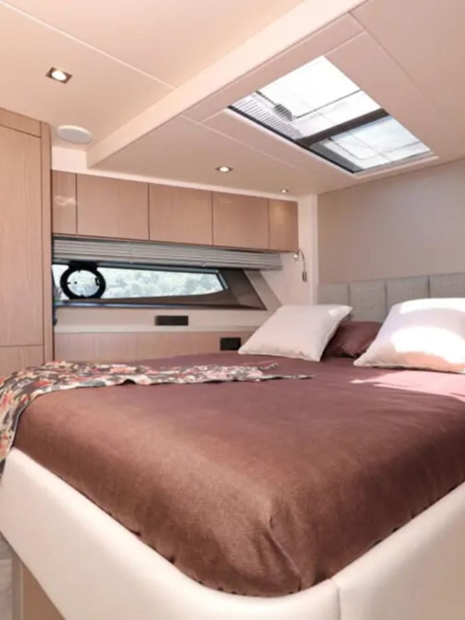 Spacious VIP cabin with premium furnishings on the yacht
