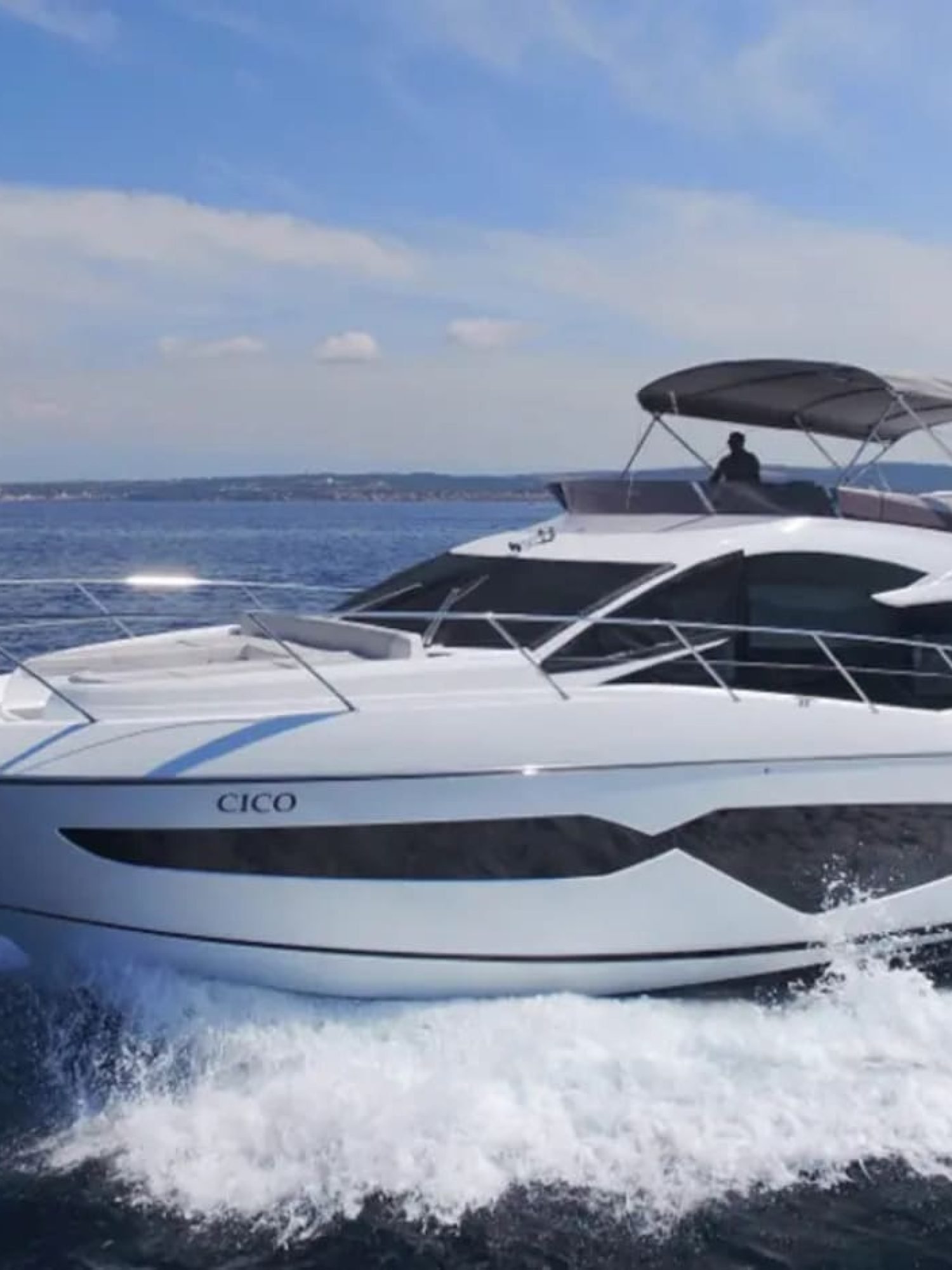 Another view of the yacht’s sleek exterior and stylish design