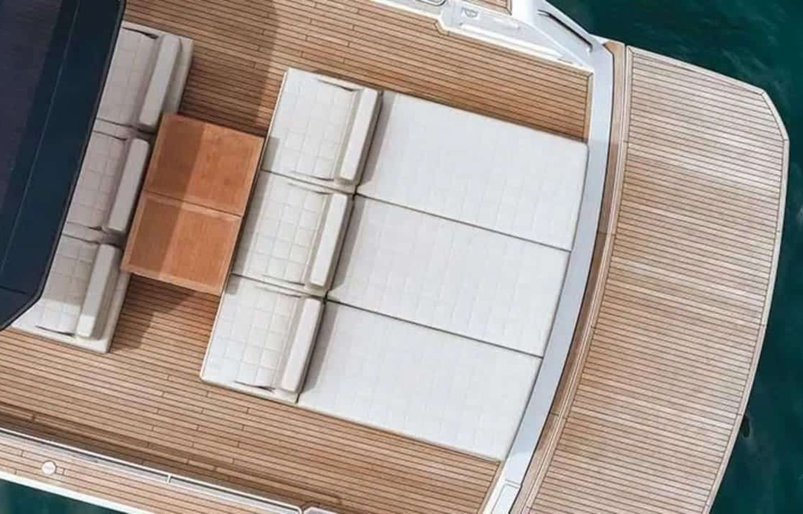 Rear view of the 43' PARDO yacht, highlighting its sleek design and spacious outdoor areas