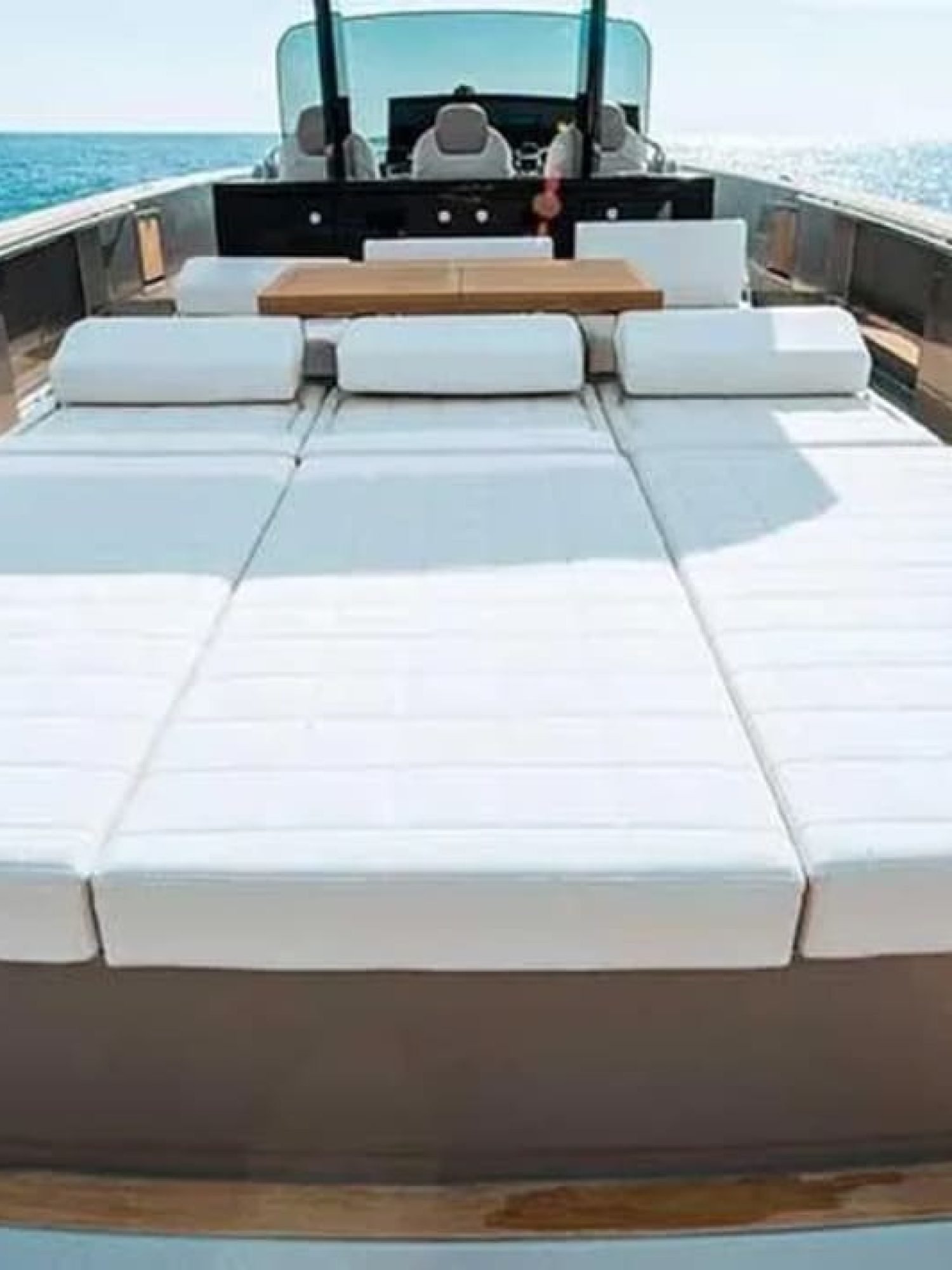 Comfortable cushions on the deck of the yacht, designed for ultimate relaxation