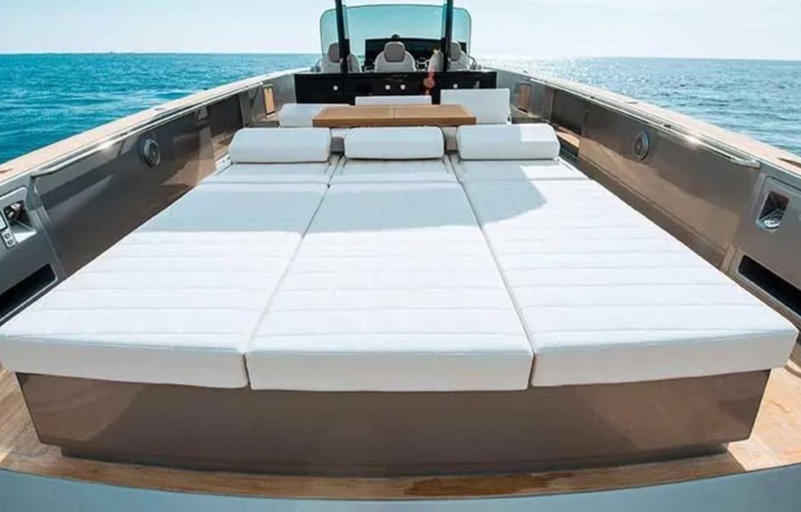 Comfortable cushions on the deck of the yacht, designed for ultimate relaxation