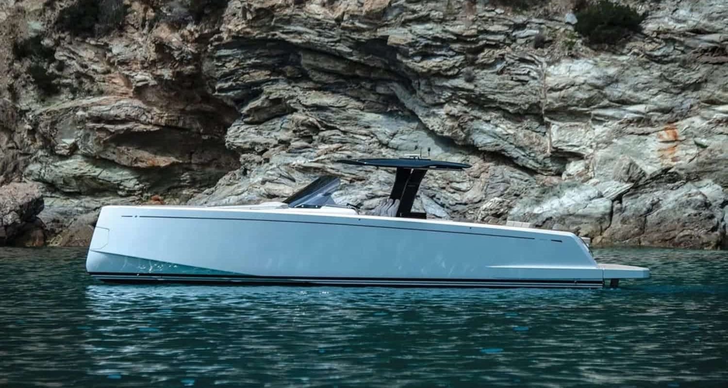 43′ Pardo Front view of the yacht, showcasing its sleek and modern design for sale