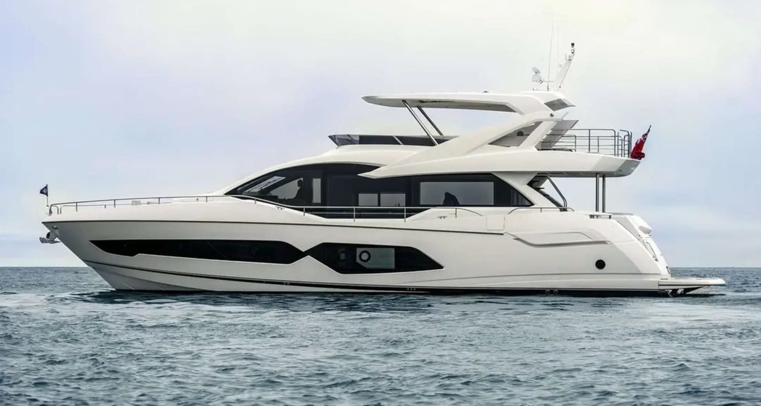 Sleek 78' Sunseeker yacht for charter, showcasing its elegant design.