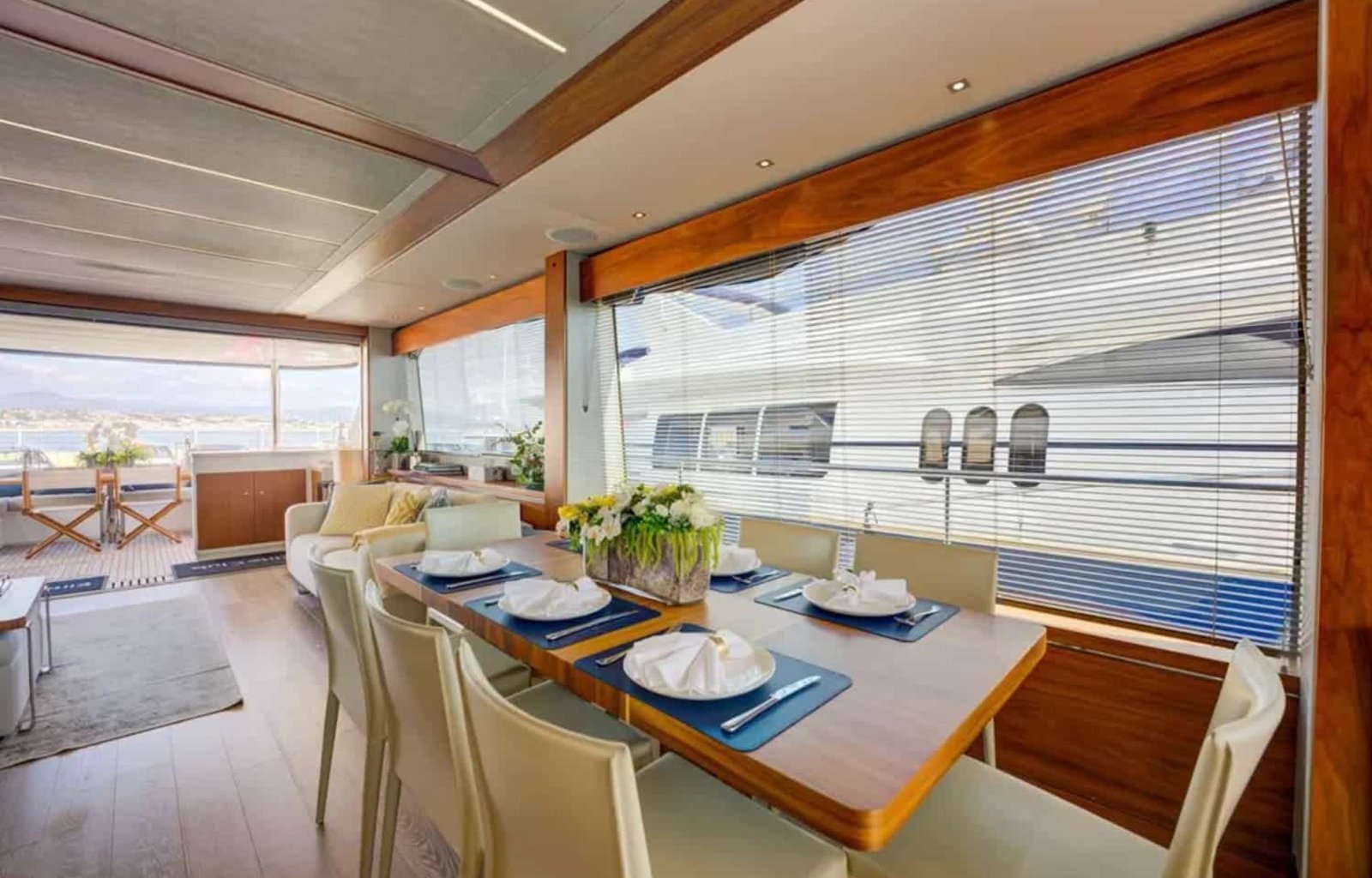 Exquisite dining room offering comfort and elegance on the 78' Sunseeker yacht.
