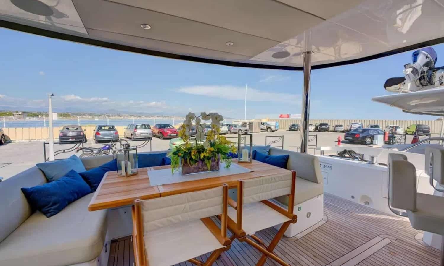 South of france 11 Beautiful outdoor dining area aboard the 78' Sunseeker yacht.