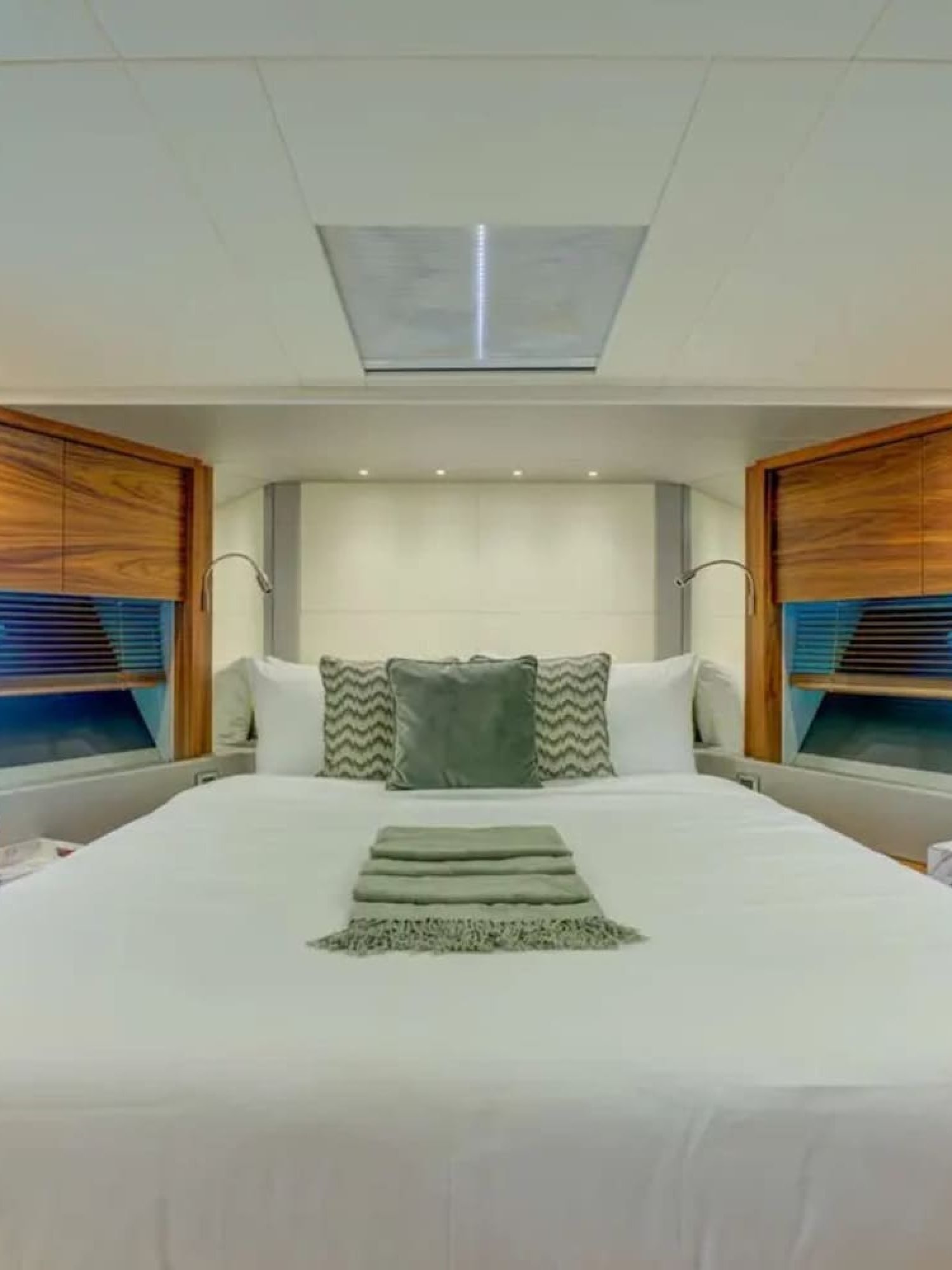 Beautifully designed guest stateroom offering ultimate comfort aboard the 78' Sunseeker.
