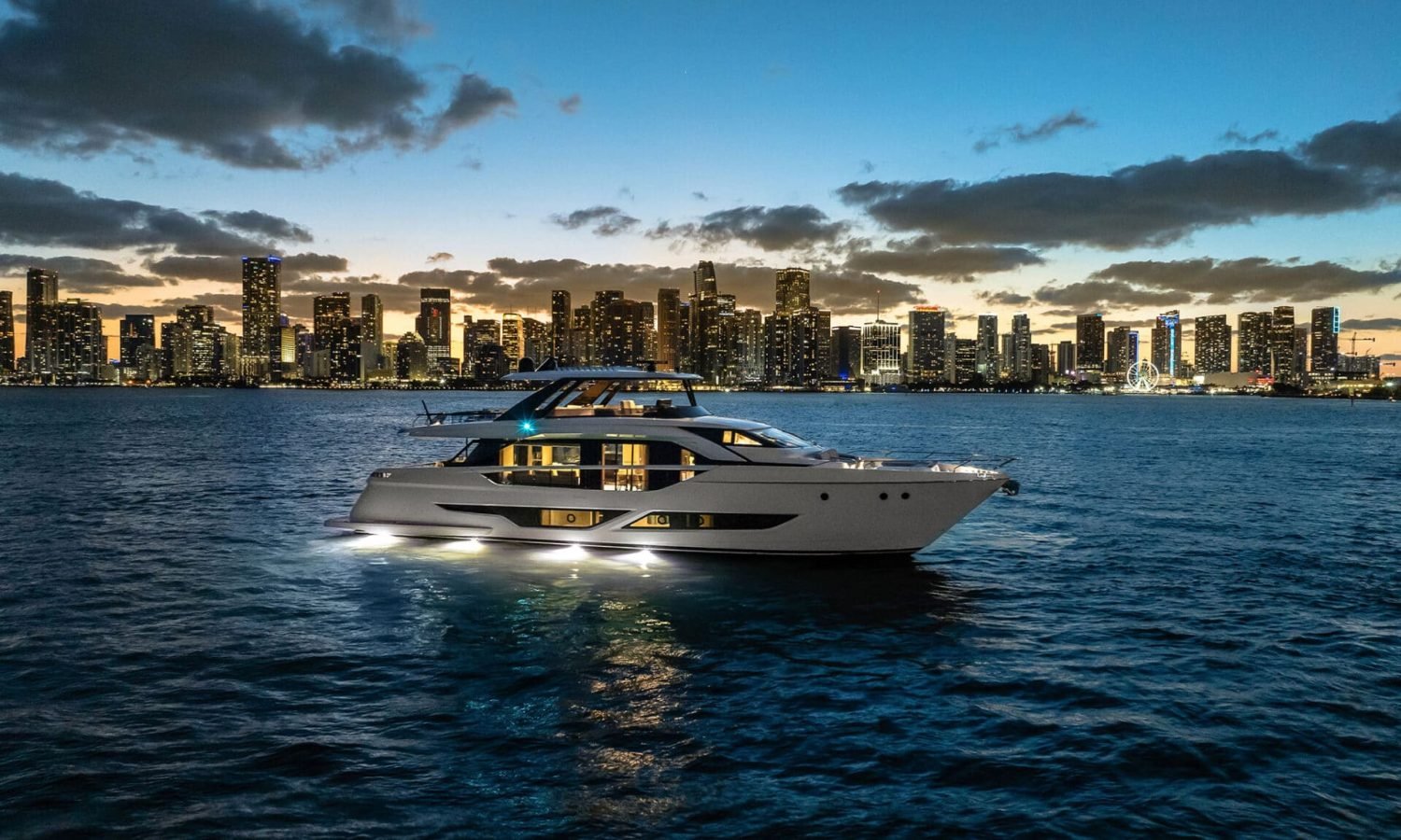 Bahamas 9 Stunning nighttime view of the yacht illuminated with ambient lighting against the ocean backdrop