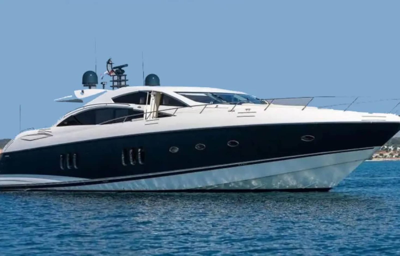 Exterior view of the 82' Sunseeker luxury yacht available for charter.