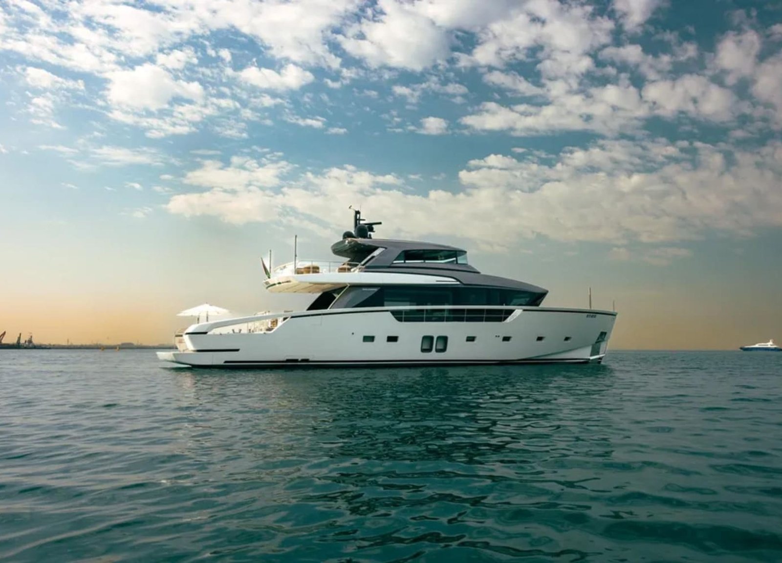 Luxury 88' Sanlorenzo yacht exterior, showcasing sleek design and spacious decks.