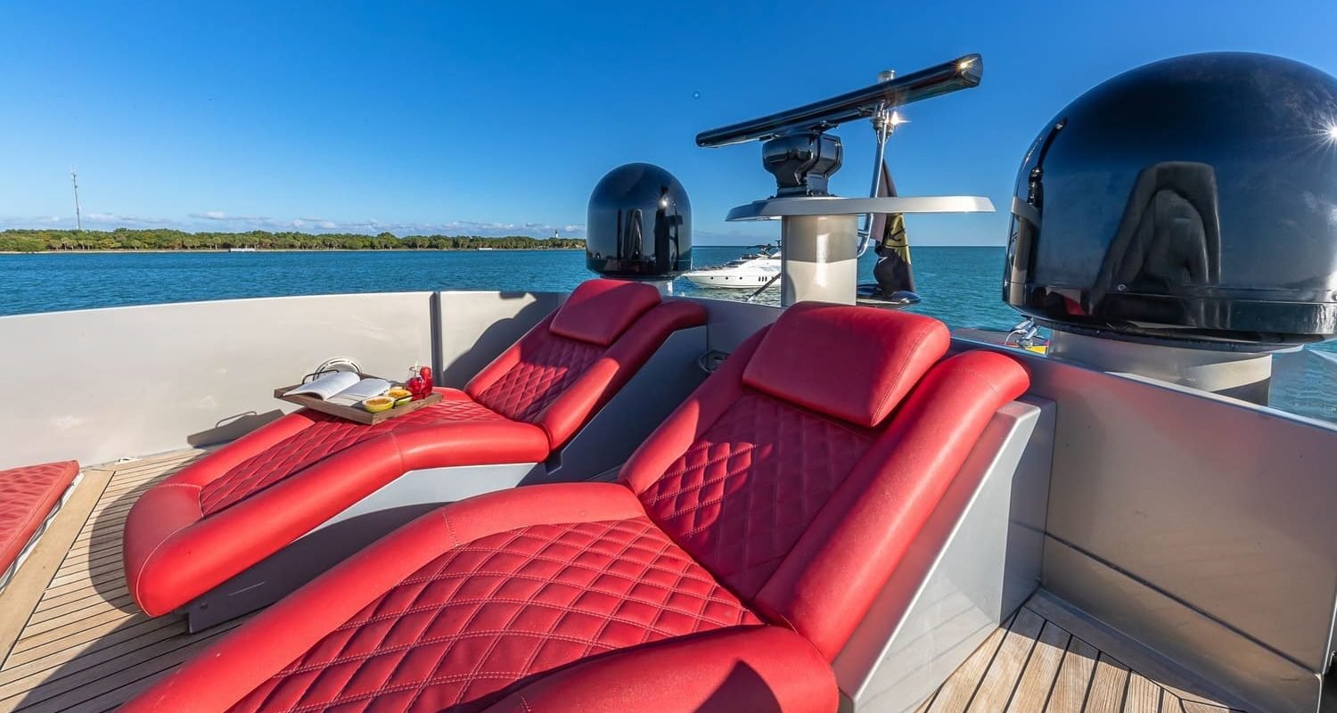 Red Chairs on the 90' PERSHING REGAL Yacht