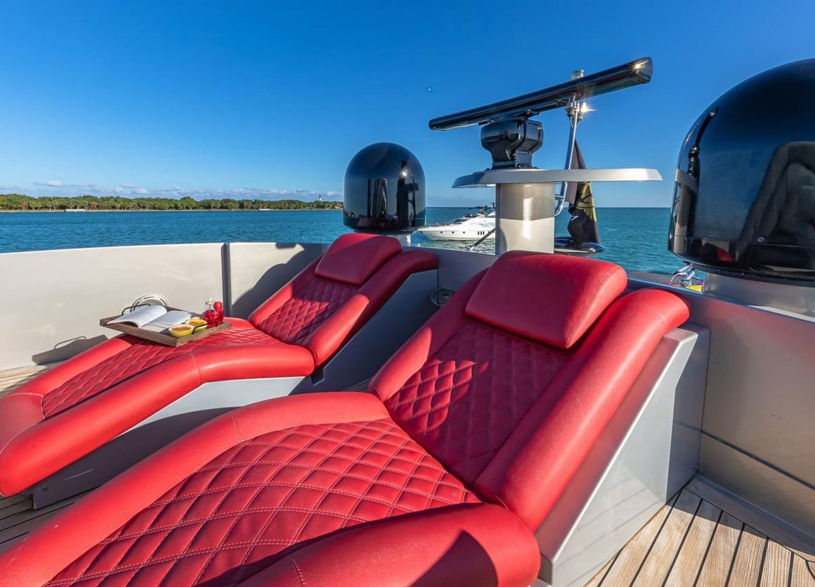 Red Chairs on the 90' PERSHING REGAL Yacht