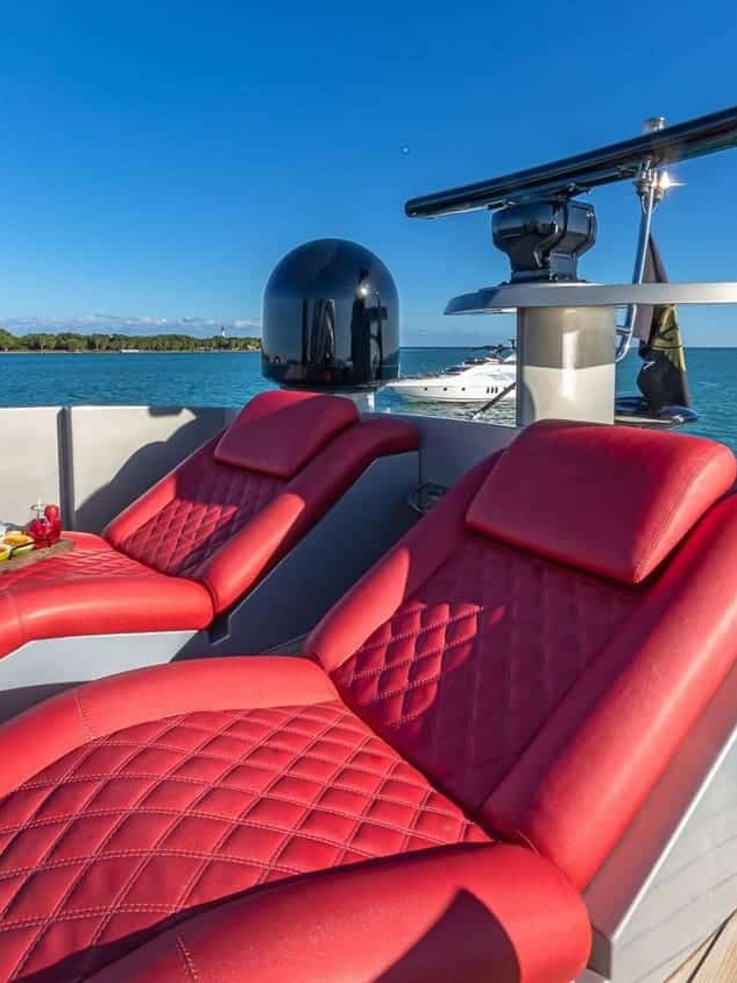 Red Chairs on the 90' PERSHING REGAL Yacht