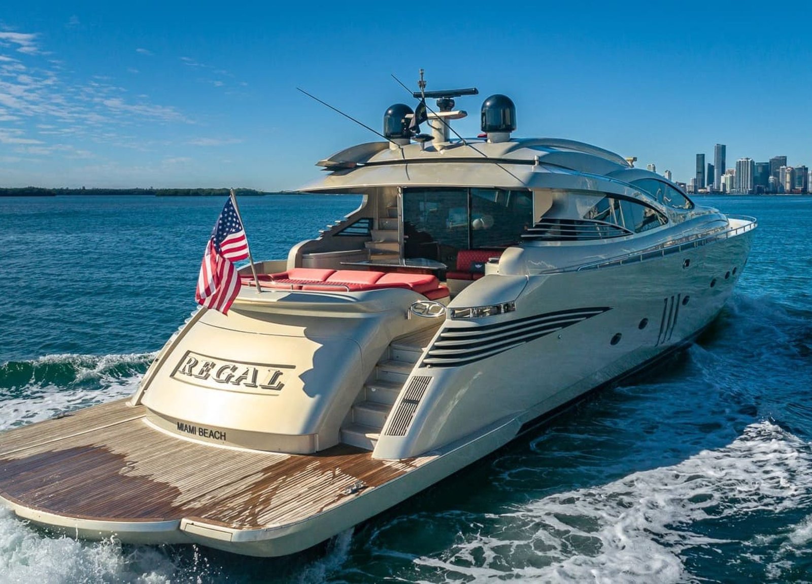 Rear view of the 90' PERSHING REGAL yacht