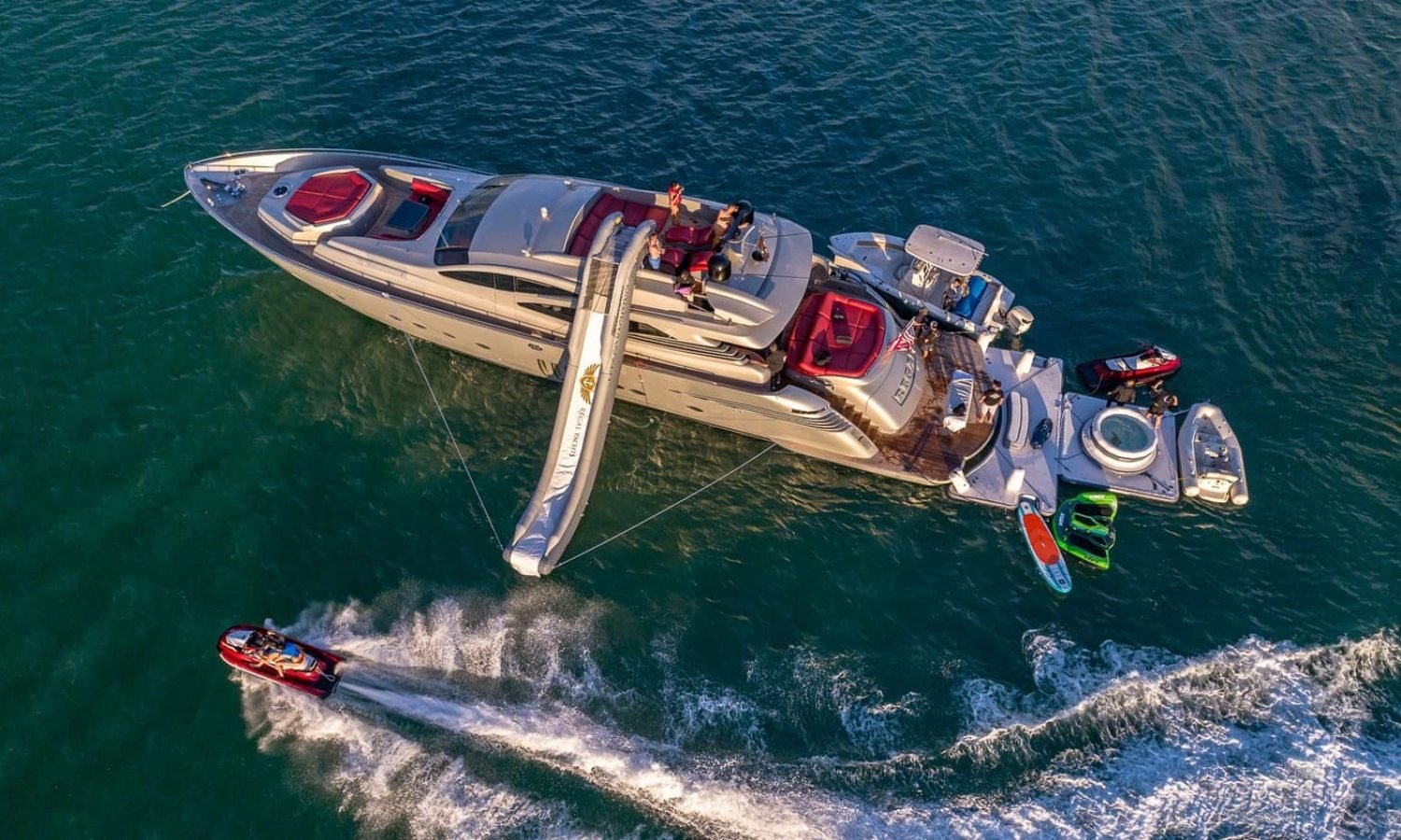 Relaxation massage on the deck of the 90' PERSHING REGAL yacht