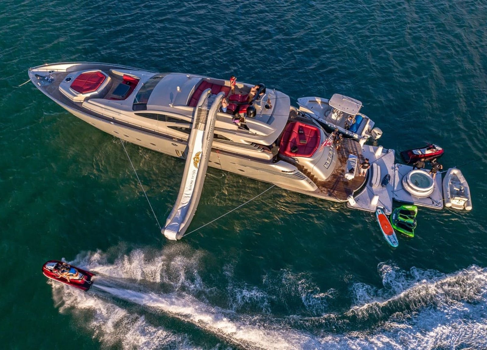 Relaxation massage on the deck of the 90' PERSHING REGAL yacht