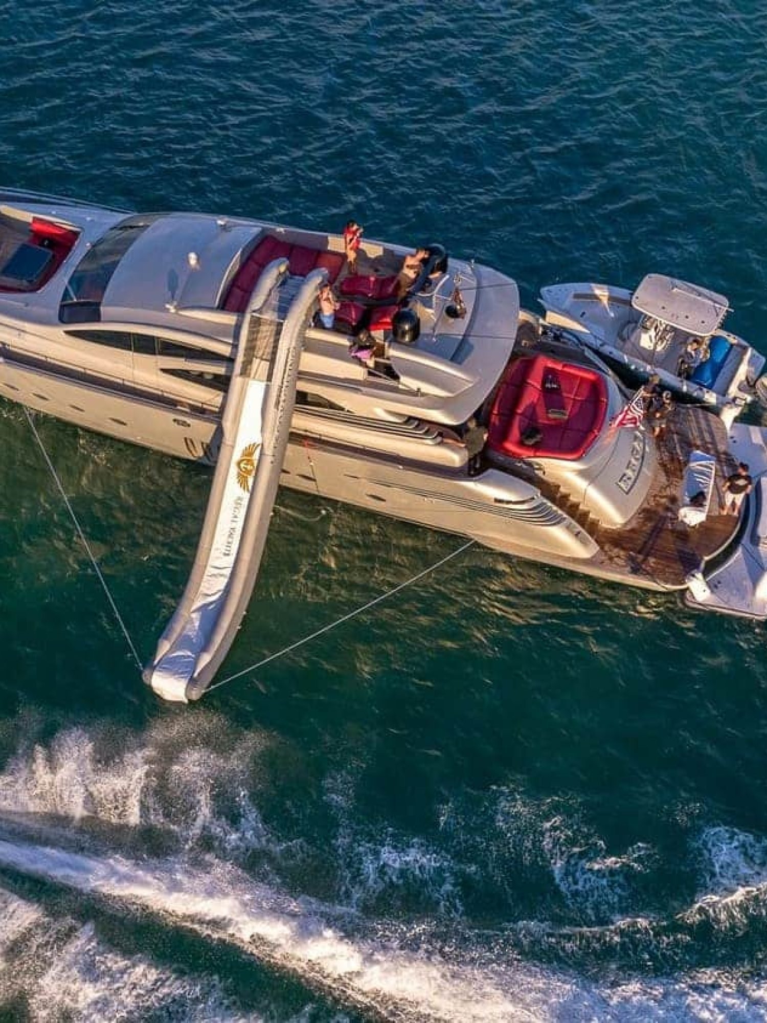 Relaxation massage on the deck of the 90' PERSHING REGAL yacht