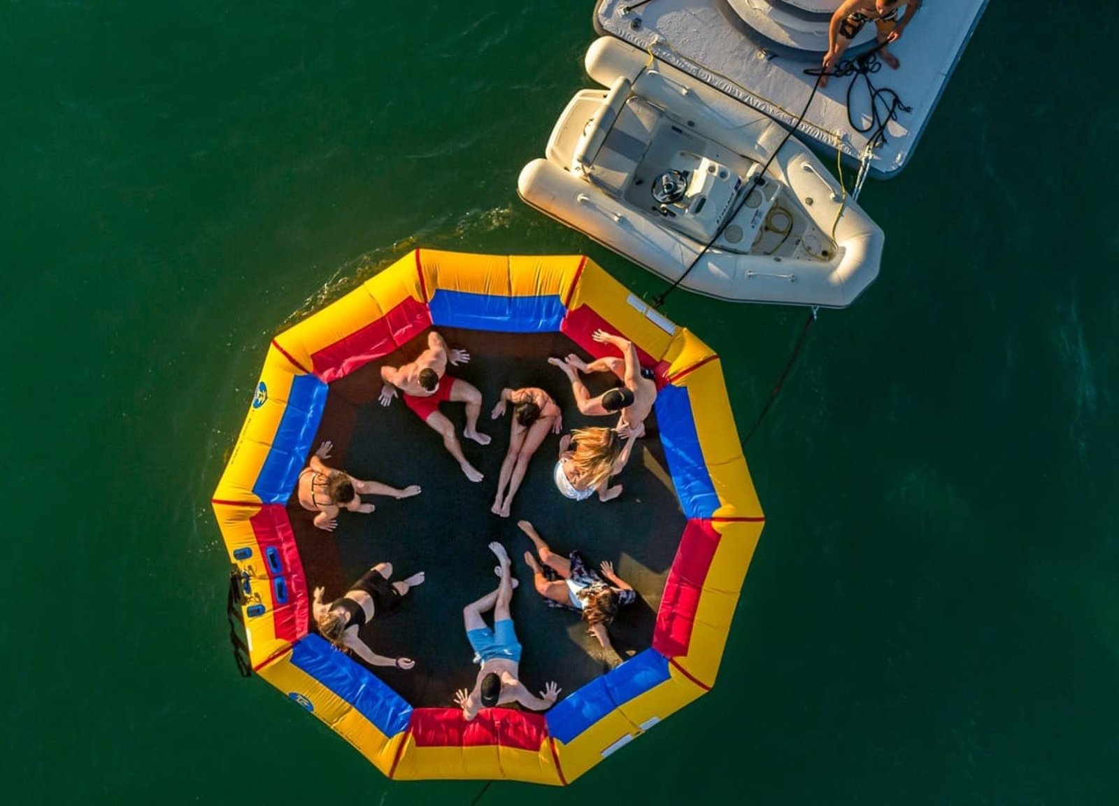 Yacht with slide and water games on the 90' PERSHING REGAL yacht