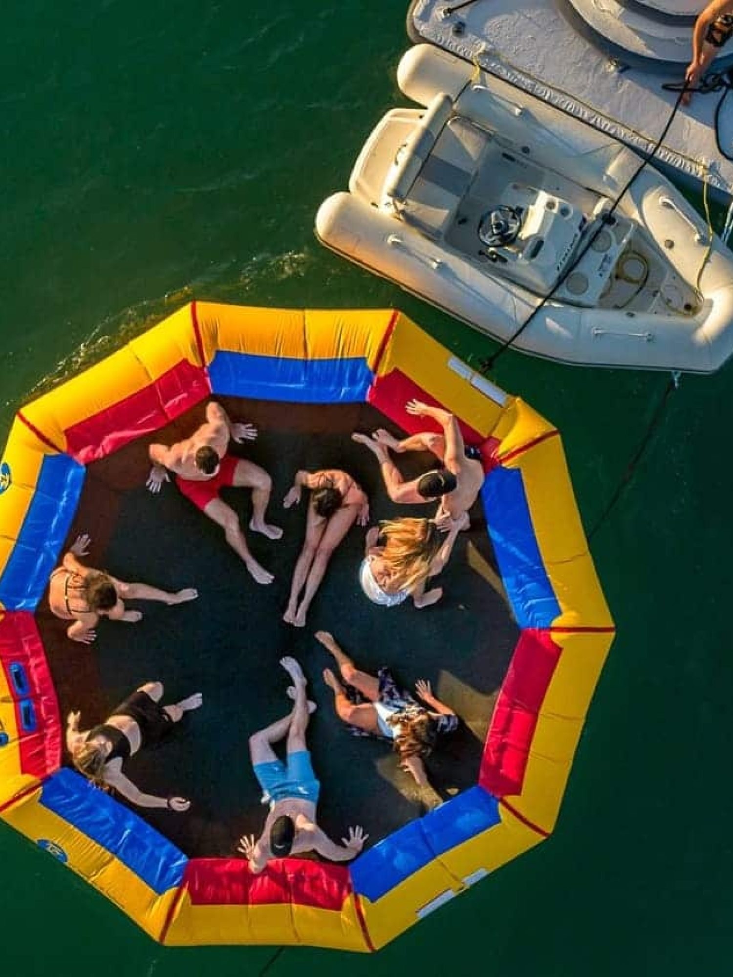 Yacht with slide and water games on the 90' PERSHING REGAL yacht