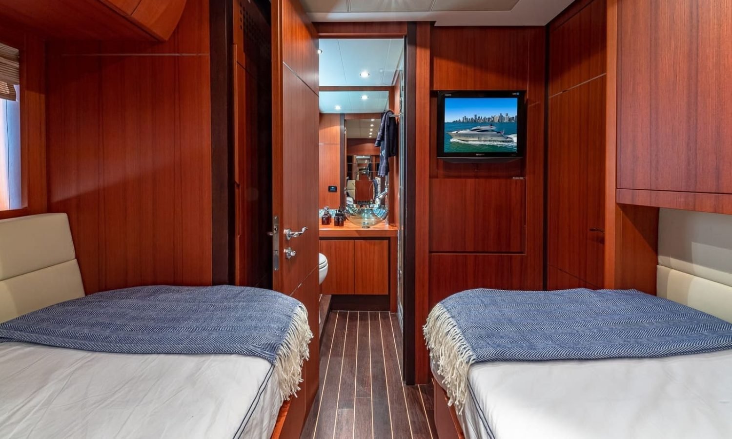 Elegant seating space in the 90' PERSHING REGAL yacht