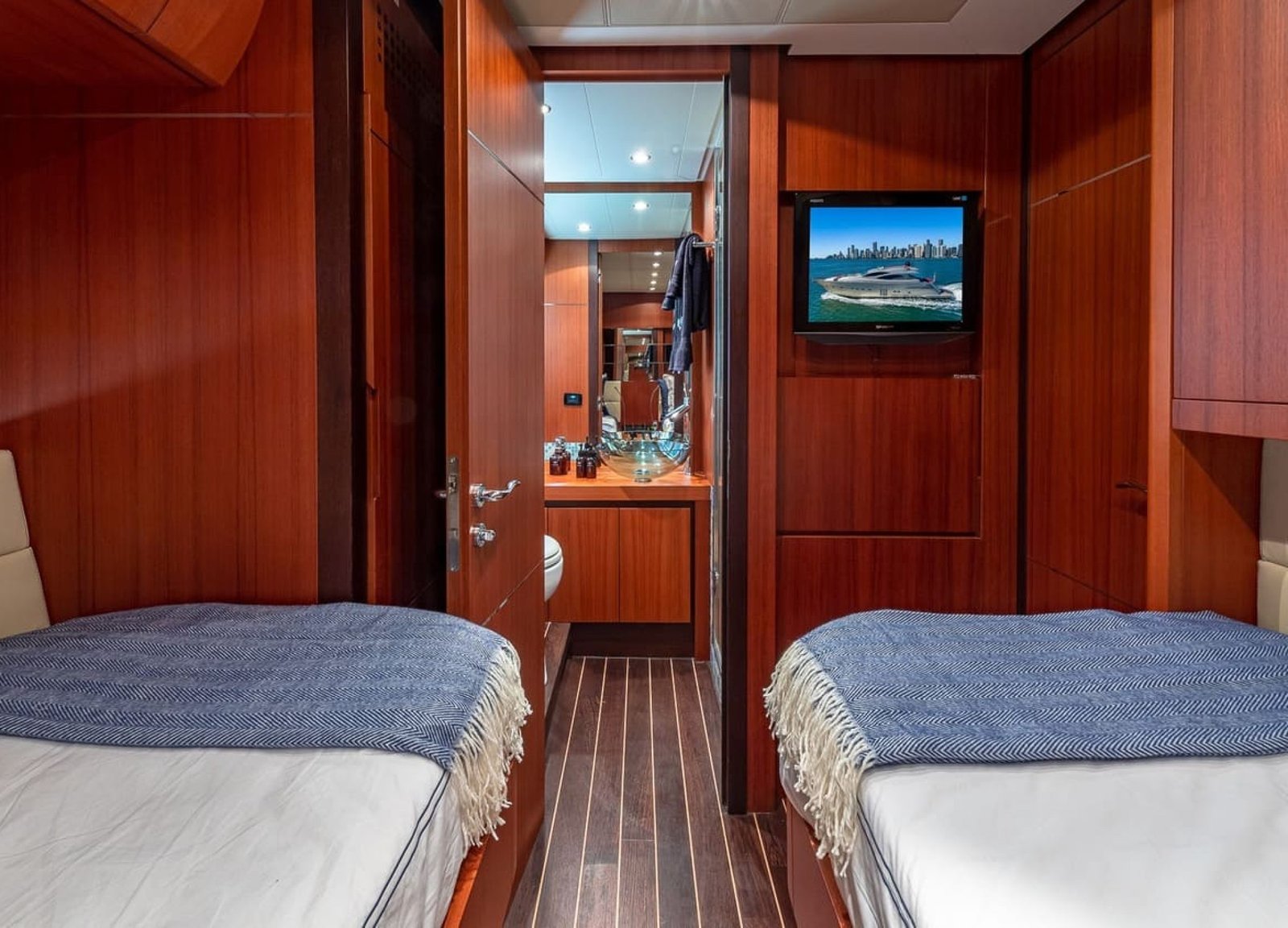 Elegant seating space in the 90' PERSHING REGAL yacht