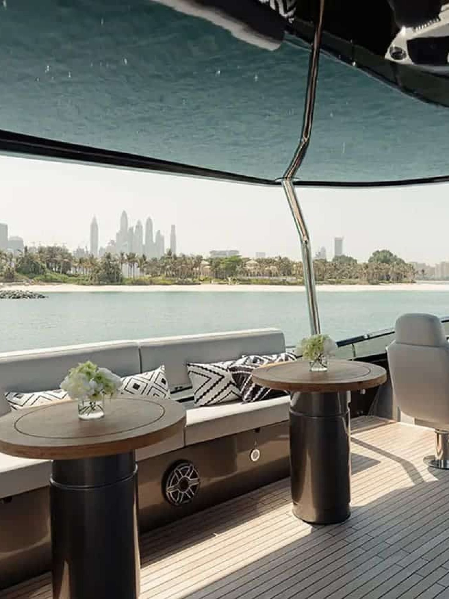 Comfortable indoor seating area of the 82' Sunseeker yacht, designed for relaxation and socializing.