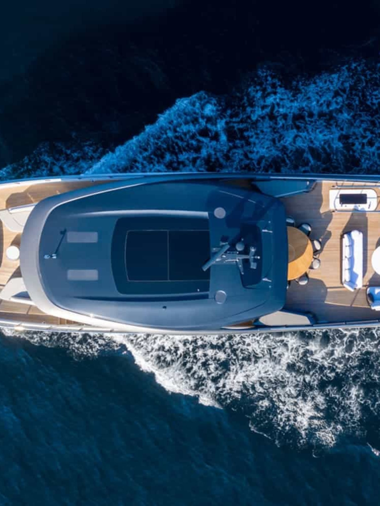 Stunning aerial view of the 100' PRINCESS X95 yacht displaying its sleek design.