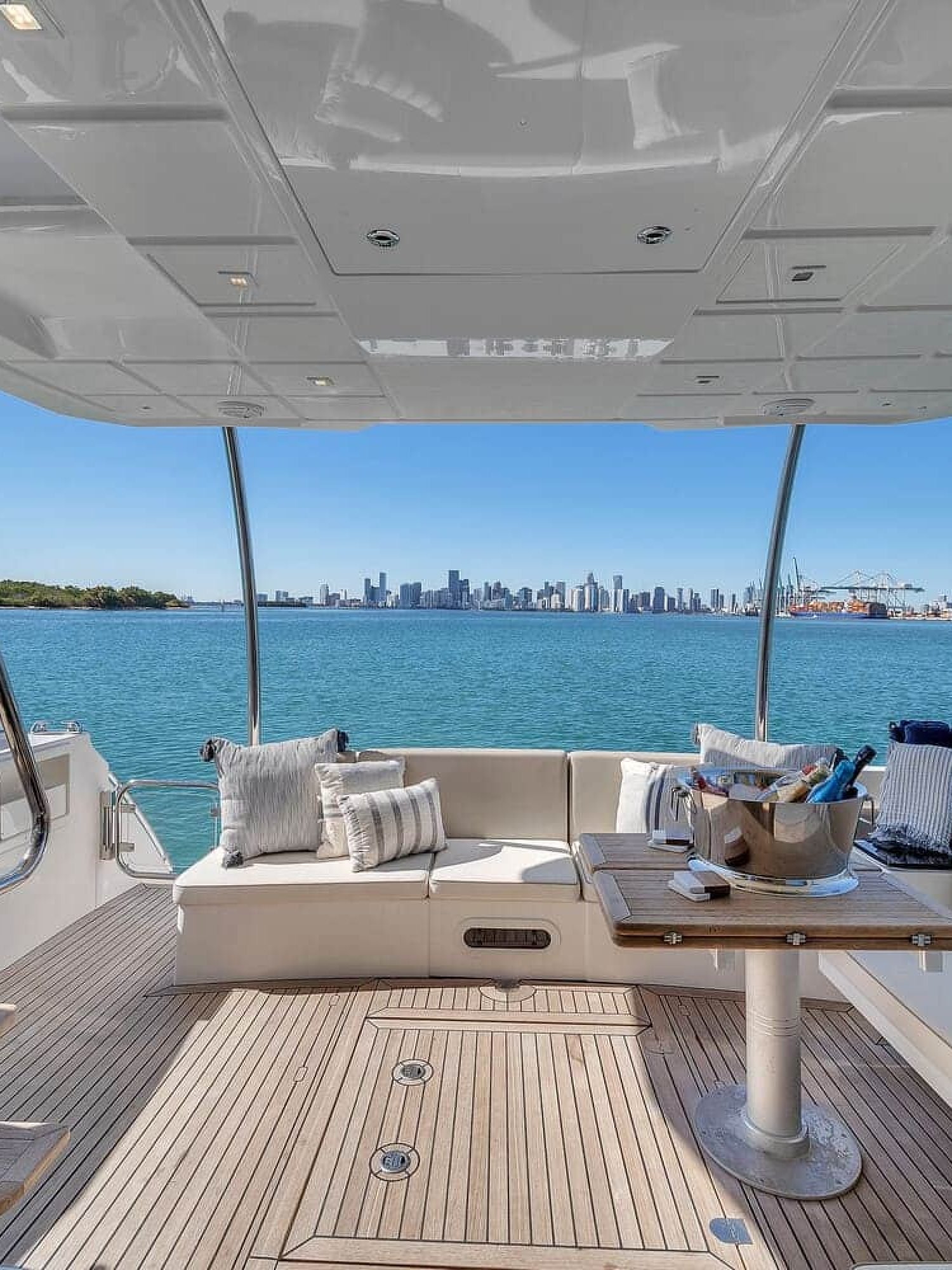 Another angle of the interior of the 60' ABSOLUTE FLY yacht, showing additional stylish features.