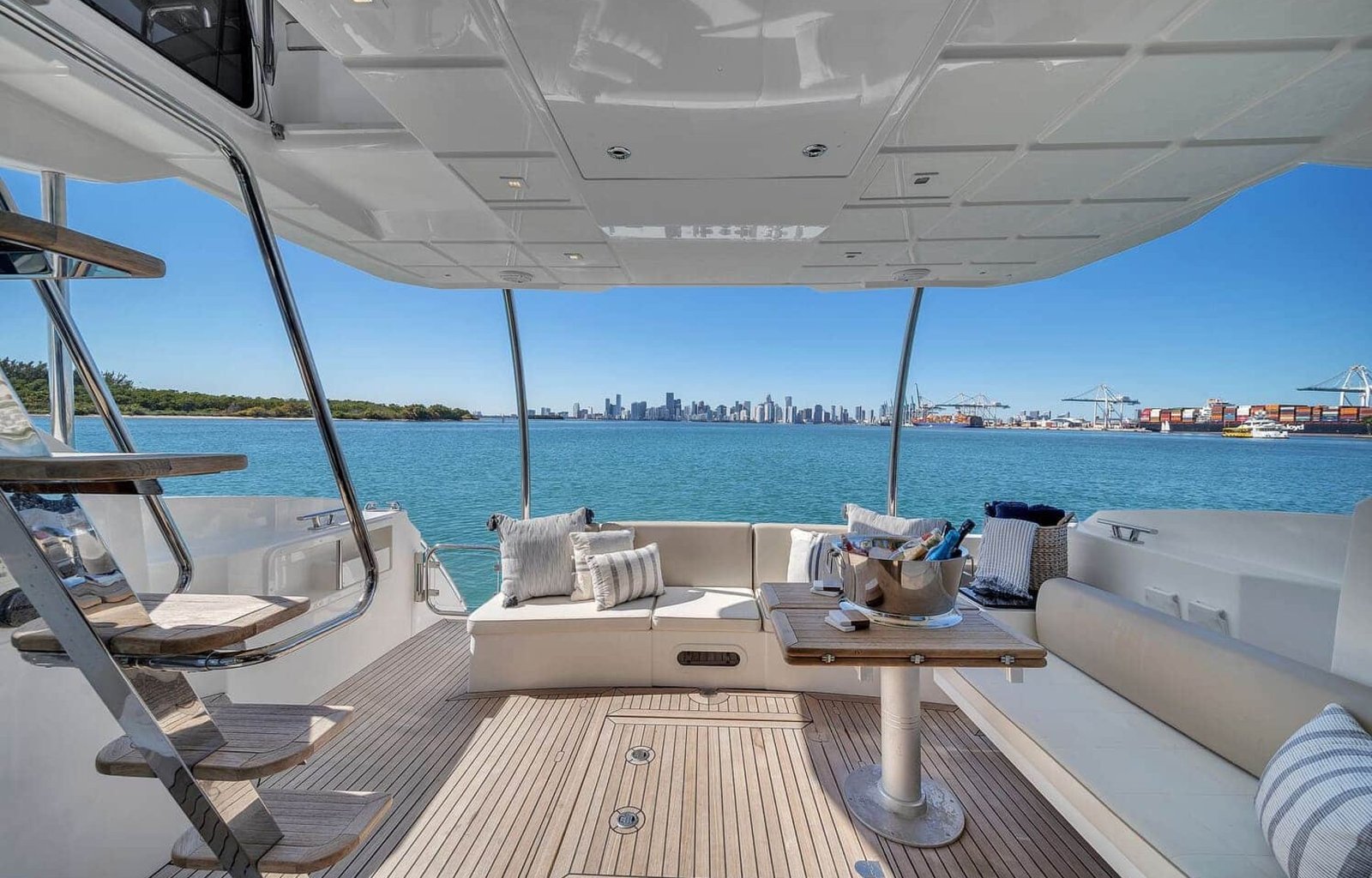 Another angle of the interior of the 60' ABSOLUTE FLY yacht, showing additional stylish features.